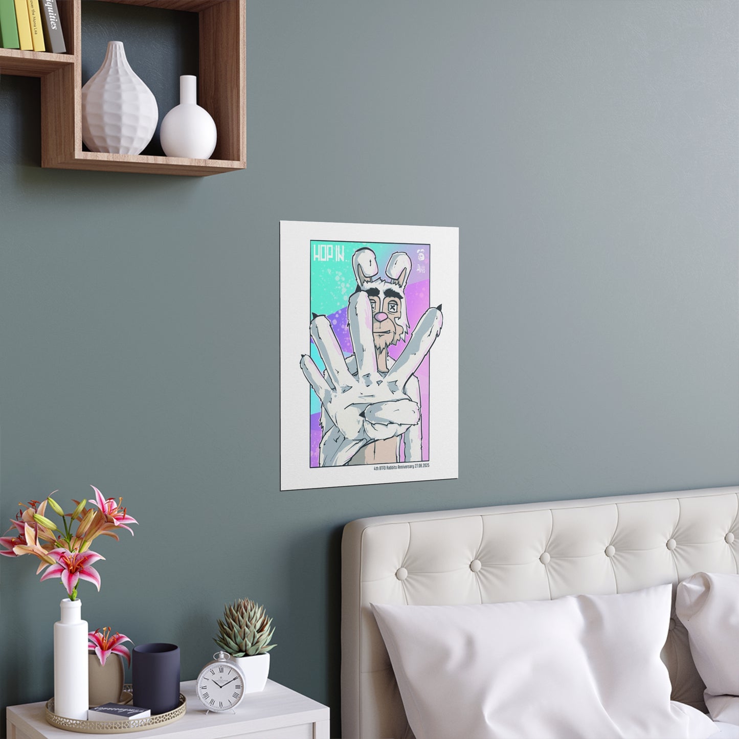 BTFD Rabbits – 4th Anniversary ‘Hop In’ Art Print. Vibrant Silk Poster