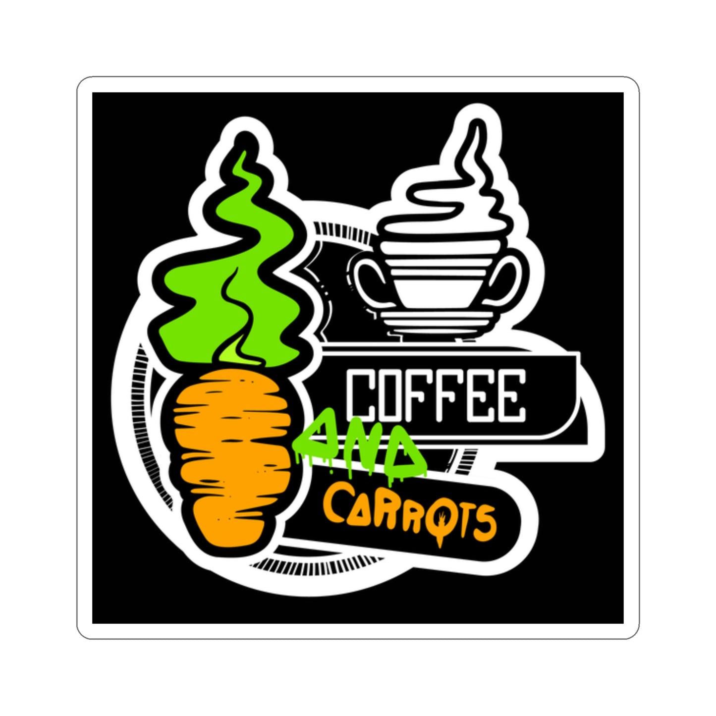 Black COFFEE and CARROTS Stickers